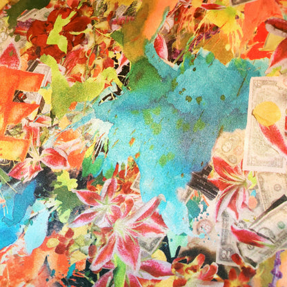 SILK SATIN LOVE GUNS AND FLOWERS COLLAGE