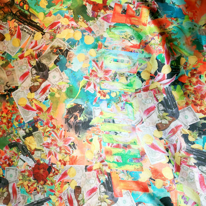 SILK SATIN LOVE GUNS AND FLOWERS COLLAGE