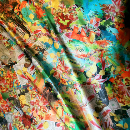SILK SATIN LOVE GUNS AND FLOWERS COLLAGE