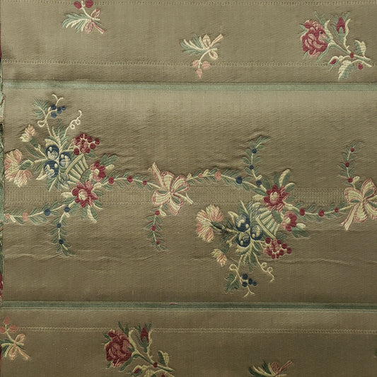 FRENCH FLORAL STRIPE OLIVE BROCADE