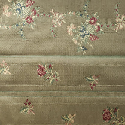 FRENCH FLORAL STRIPE OLIVE BROCADE