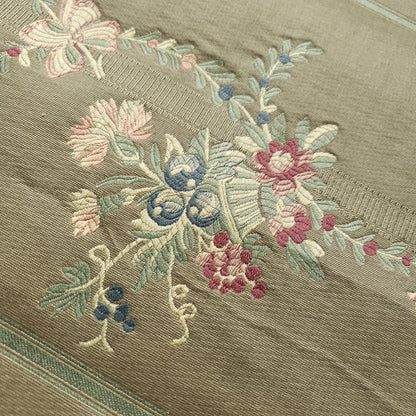 FRENCH FLORAL STRIPE OLIVE BROCADE