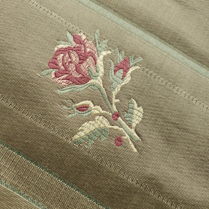 FRENCH FLORAL STRIPE OLIVE BROCADE