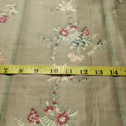 FRENCH FLORAL STRIPE OLIVE BROCADE