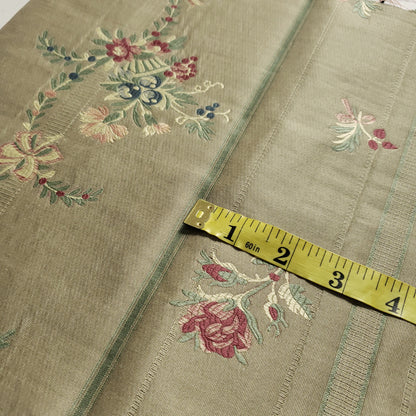 FRENCH FLORAL STRIPE OLIVE BROCADE