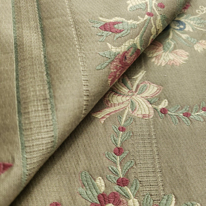 FRENCH FLORAL STRIPE OLIVE BROCADE