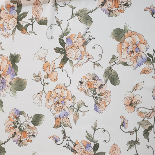 WATERCOLOR PEONE CHIFFON WHITE