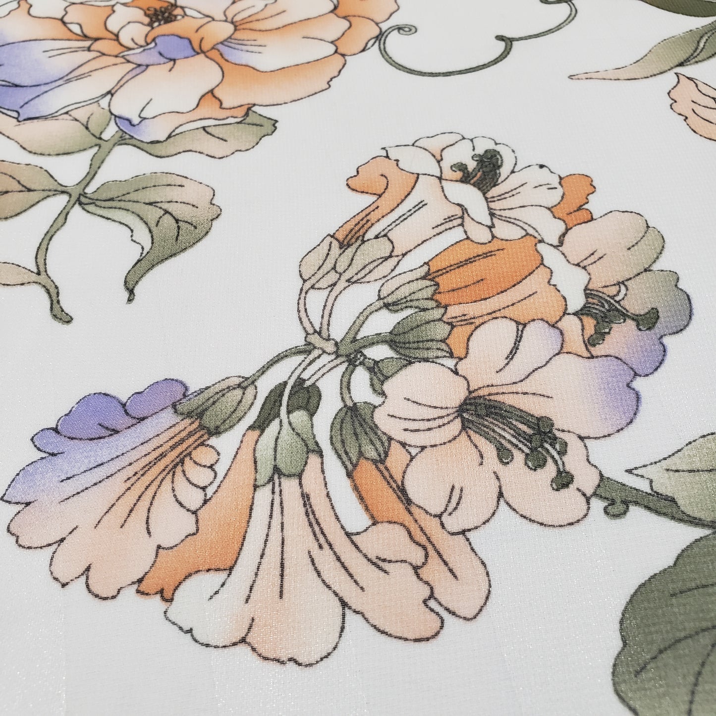 WATERCOLOR PEONE CHIFFON WHITE