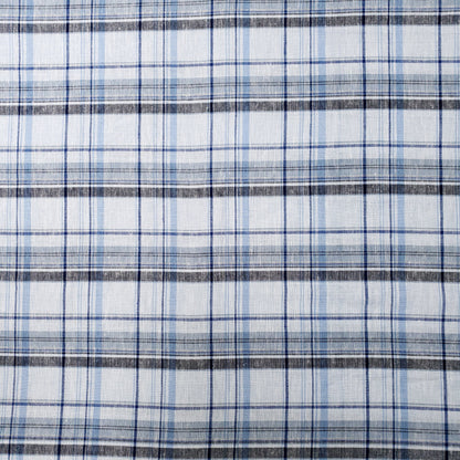 COTTON LINEN TARTAN BLUE