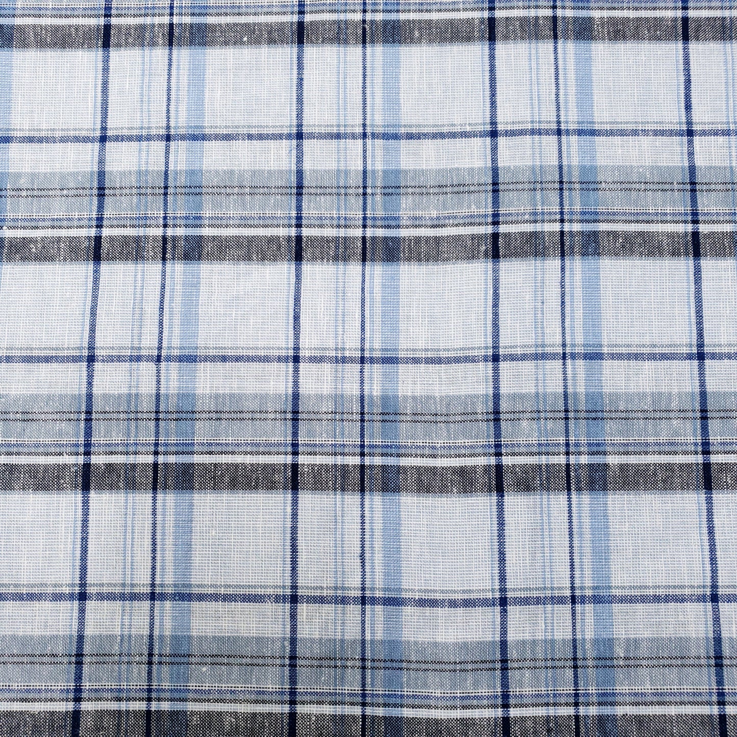 COTTON LINEN TARTAN BLUE