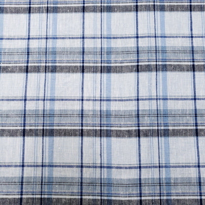 COTTON LINEN TARTAN BLUE