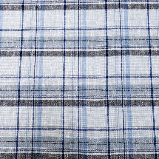 COTTON LINEN TARTAN BLUE