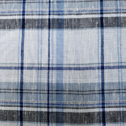 COTTON LINEN TARTAN BLUE