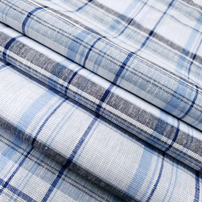 COTTON LINEN TARTAN BLUE