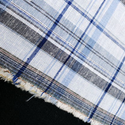 COTTON LINEN TARTAN BLUE
