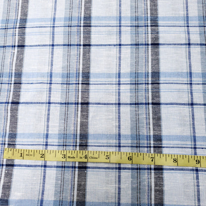 COTTON LINEN TARTAN BLUE