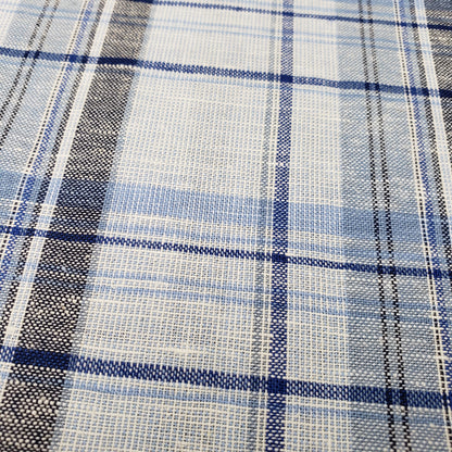 COTTON LINEN TARTAN BLUE
