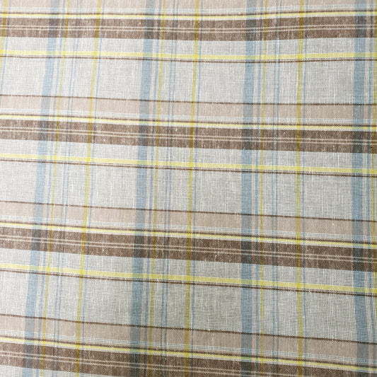 COTTON LINEN TARTAN BROWN
