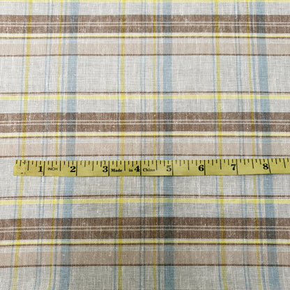 COTTON LINEN TARTAN BROWN