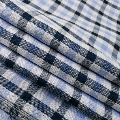 PRE-LINED BLUE PLAID SHIRTING