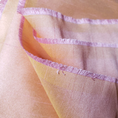 BLUSH PINK YELLOW LEMONADE FAUX SILK DUPIONI