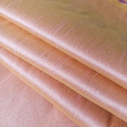 BLUSH PINK YELLOW LEMONADE FAUX SILK DUPIONI