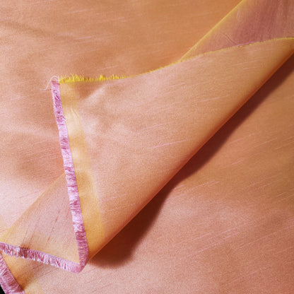 BLUSH PINK YELLOW LEMONADE FAUX SILK DUPIONI