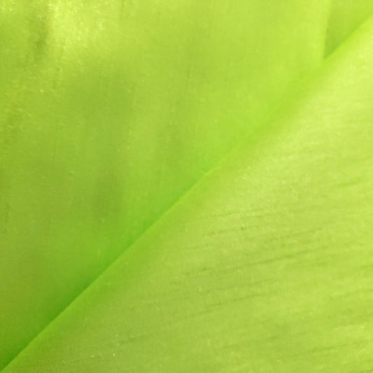 GREEN LIME SOFT FAUX SILK DUPIONI FABRIC