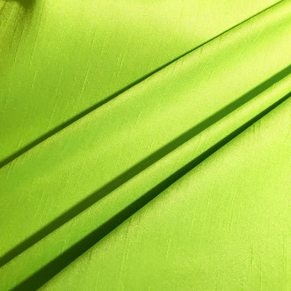 GREEN LIME SOFT FAUX SILK DUPIONI FABRIC