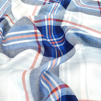 BRUSHED BLUE PLAID SHIRTING
