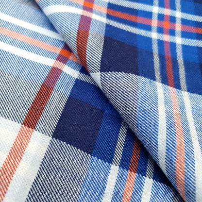 BRUSHED BLUE PLAID SHIRTING