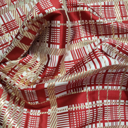 CHRISTMAS CANDY CANE GILDED TARTAN BROCADE
