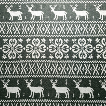 GRAY REINDEER HOLIDAY STRIPE KNIT FABRIC