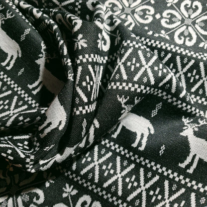 GRAY REINDEER HOLIDAY STRIPE KNIT FABRIC