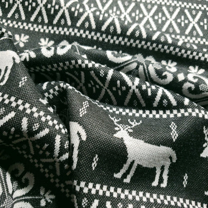 GRAY REINDEER HOLIDAY STRIPE KNIT FABRIC