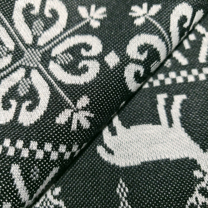 GRAY REINDEER HOLIDAY STRIPE KNIT FABRIC
