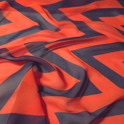 CHEVRON CHIFFON ORANGE NAVY BLUE