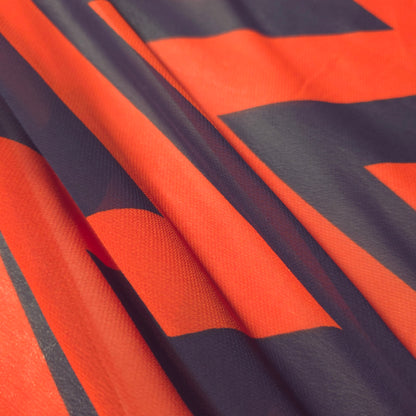 CHEVRON CHIFFON ORANGE NAVY BLUE