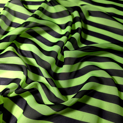 STRIPE CHIFFON LIME GREEN BLACK