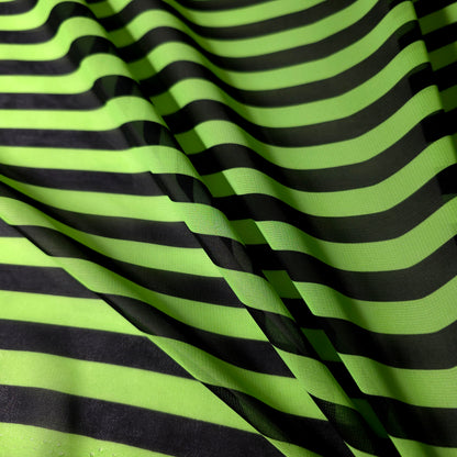 STRIPE CHIFFON LIME GREEN BLACK