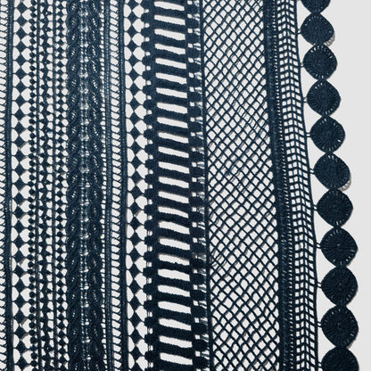 NAVY BOHEMIA GUIPURE STRIPE LACE