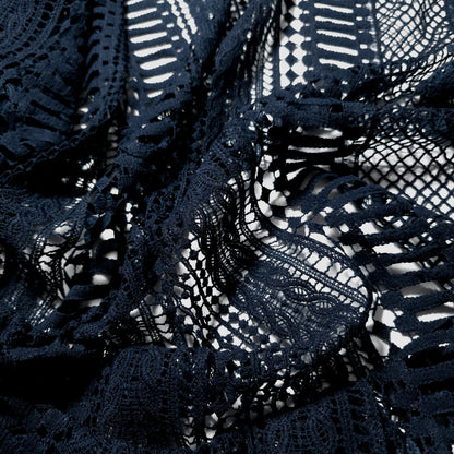 NAVY BOHEMIA GUIPURE STRIPE LACE