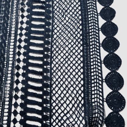 NAVY BOHEMIA GUIPURE STRIPE LACE
