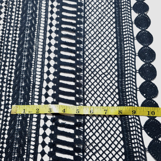 NAVY BOHEMIA GUIPURE STRIPE LACE