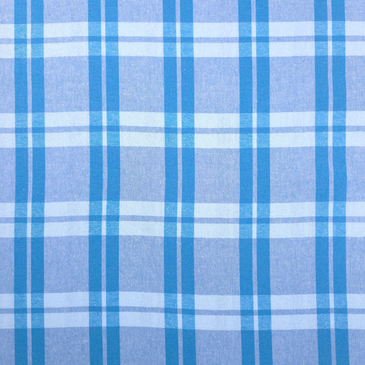 PASTEL PLAID BLUE COTTON SHIRTING