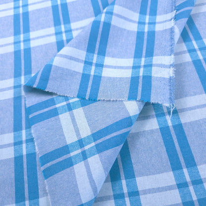 PASTEL PLAID BLUE COTTON SHIRTING