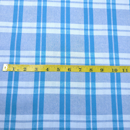 PASTEL PLAID BLUE COTTON SHIRTING
