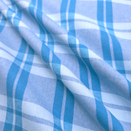 PASTEL PLAID BLUE COTTON SHIRTING
