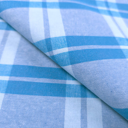 PASTEL PLAID BLUE COTTON SHIRTING