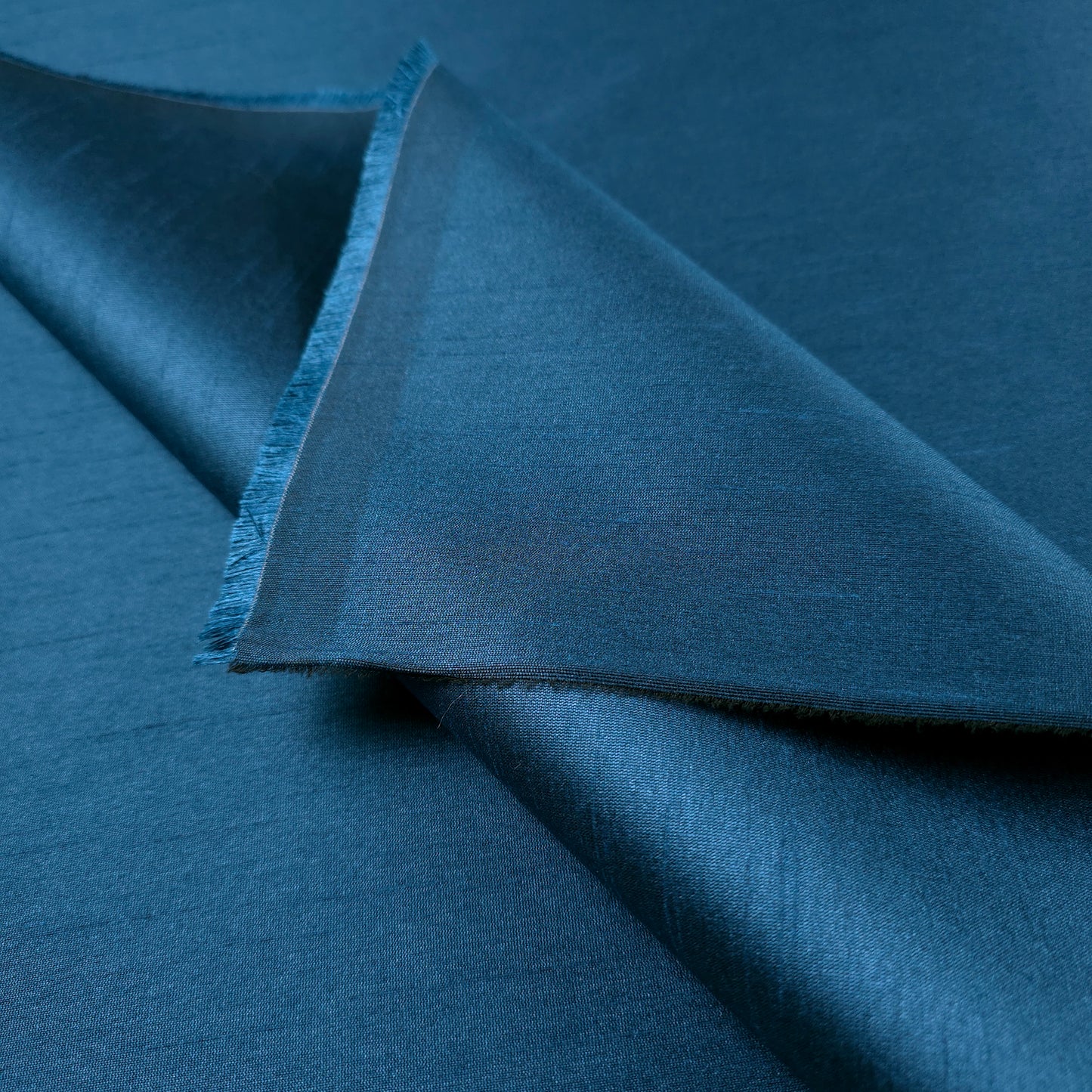 BLUE TEAL PEACOCK FAUX SILK DUPIONI
